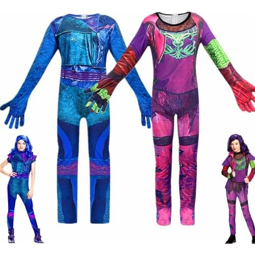 Fashion Descendants 3 Cosplay Evie Costume for Kids girls mal Uniform Halloween Carnival Costume Dress Up Kids Costume Jumpsuits