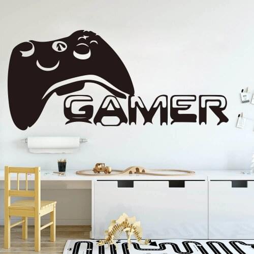 Large Gamer Controller Wall Sticker Boy Room Playroom Gamer Players Gaming Time Xbox 360 PS Game Controller Wall Decal Bedroom