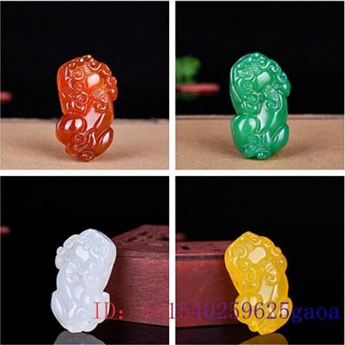 Jade Pixiu Pendant White Green Natural Jewelry Gifts Necklace Women Carved Charm Chalcedony Fashion