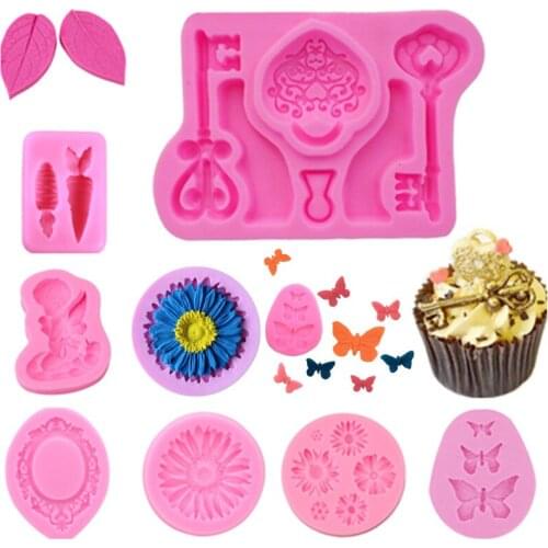 Lock Silicone Love Shape Key Fondant Silicone Mold For Cake Decorating Tools Fondant Chocolate Cake Mold Cupcake Mould