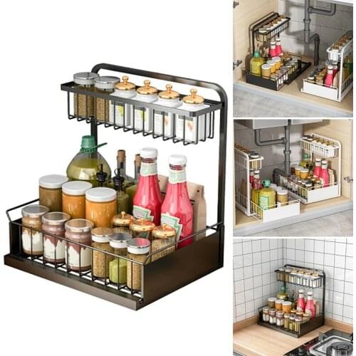 Under Sink Organizer 2 Tier Pull Out Cabinet Organizer With Sliding Storage Drawer Multi-purpose For Bathroom Kitchen Для Кухни