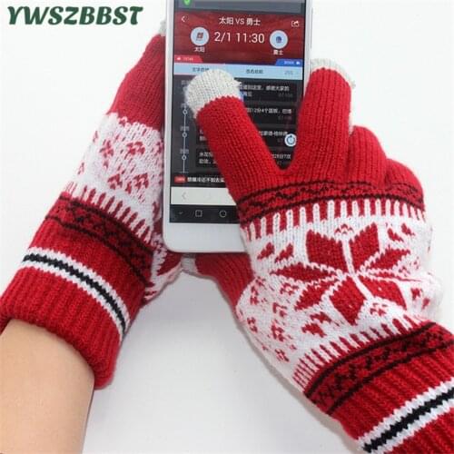 New Fashion Snowflake Knitted Screen Touch Gloves Unisex Fall Winter Spring Warm Smart Phone Women Touch Screen Glove lover gift