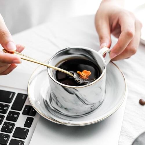 Nordic simple creative marble ceramic coffee cup set English Phnom Penh afternoon tea cup black tea flower tea cup dish