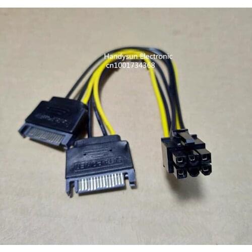 SATA Dual 15Pin M to Graphics card PCI-e PCIE 6 Pin F Video Card Power Supply Cable 6pin to Sata 15Pin Y Splitter Adapter 18AWG