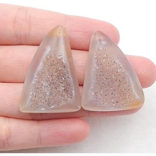 New,Nugget Brazil Agate Crystal Earring, Semi-precious stones, Jewelry accessories Earrings,34x22x5mm，12.3g