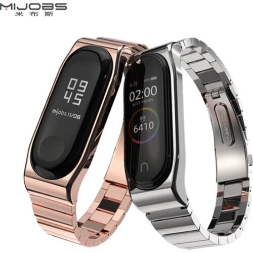 Mijobs Mi Band 4 Metal Strap Replacement for Xiaomi Mi Band 4 3 Wristbands Stainless Steel Mi Band 3 Pulseira Accessories