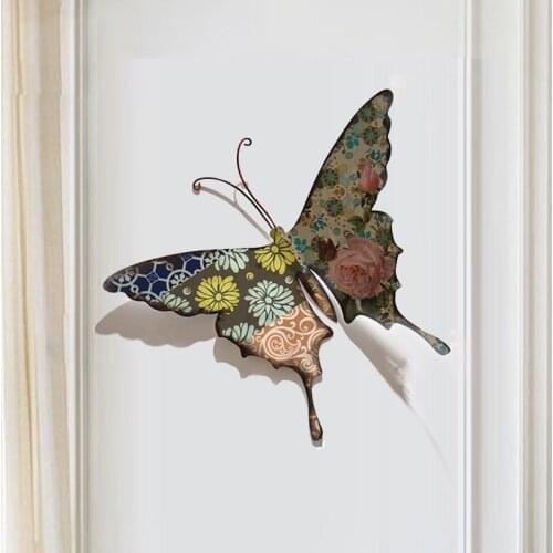Modern 3D Wrought Iron Simulation Butterfly Craft Decoration Home Livingroom Background Wall Hanging Ornaments Hotel Wall Mural