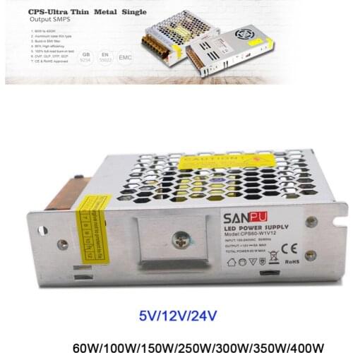 IP20 Ultra Thin 5V/12V/24V 60W/100W/150W/250W/300W/350W/400W led Transformer led power supply Switching for LEDs Display