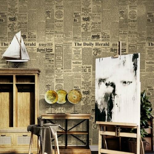 WELLYU American retro old English alphabet newspaper wallpaper clothing store bar cafe Decor pvc Wall Paper Personality