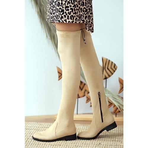 A9200-20 Pink Potin Beige Suede Women Boots