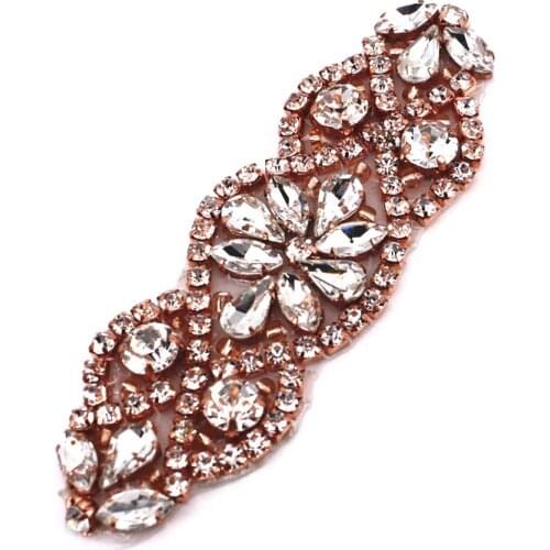 Rose Gold Crystal Trim Rhinestone Bridal Belt Crystal Wedding Belt Bridesmaid Sash Women Dress Accessories