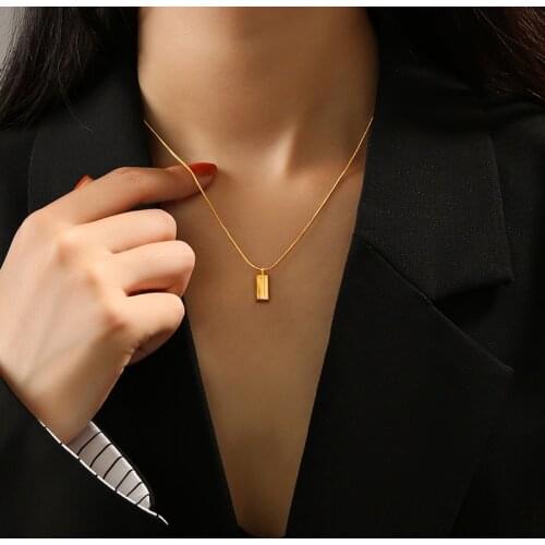 Women Stainless Steel Jewelry Titanium Gold Brick Snake Chain Pendant Necklaces Punk Hiphop Designer Simply Gown Sweet Boho