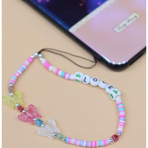 Zv All Match Mobile phone lanyard Jewelry Colorful Acrylic Chain Cellphone Strap Anti-lost Chain For Women Party Gift
