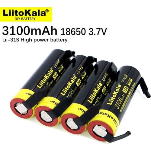 10PCS LiitoKala Lii-31S 18650 Battery 3.7V/4.2V Li-ion 3100mA 35A Power Rechargeable battery For high drain devices+DIY nickel