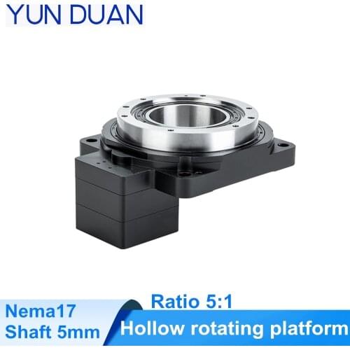 2arcmin electric hollow rotating platform divider replace DD motor, Hollow rotary disc reducer Nema17 stepper motor 5:1 gearbox