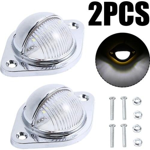 2pcs 10V-30V 3LED White Number Plate Lights Chrome License Plate Light For Trailer Car Truck Caravan Van Boat