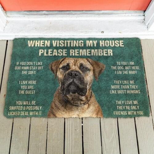 3D Please Remember Bullmastiff Dogs House Rules Doormat Non Slip Door Floor Mats Decor Porch Doormat