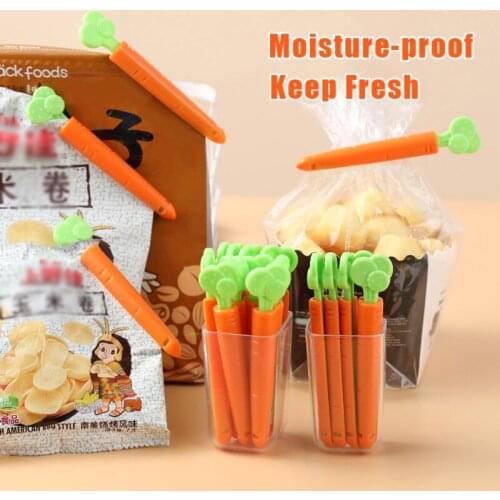 5-10pcs/set Carrot Sealing Clip for Snacks, Sealed Bag, Seal Clip Clamp Plastic Bag, Sealed Food with Free Wall-mounted Holder
