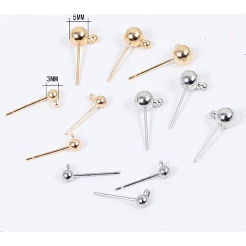 5pairs DIY Stud Earrings Accessories 5MM Round Balls Metal Handmade Earring Jewelry Making Findings Handwork Wholesale