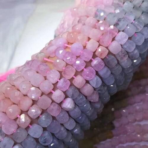 5A LOOSE BEADS Morganite square faceted 4.5-5mm gradient color wholesale for DIY jewelry necklace 36cm