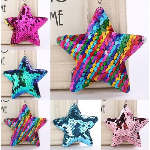 Glitter Sequins Star Key Chain Pendant Birthday Party Gifts Wedding Favors Gifts For Guests Kids Baby Shower Toy Gift Decoration