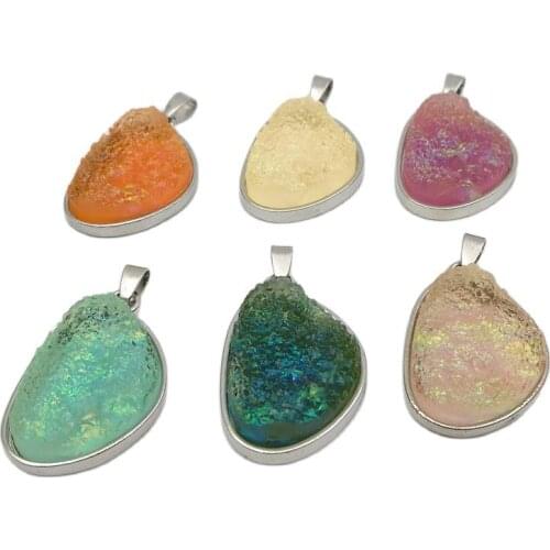 1 Piece 38.5x24x9mm New Product 6 Colors Zinc Alloy and Resin stone Charms Pendant Necklace Jewelry Settings Resin Pendants