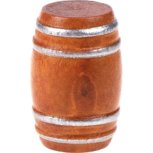 1:12 Mini Wooden Red Wine Barrel Miniature Beer Barrel Beer Cask Beer Keg for Dolls House Decoration Dollhouse Accessories