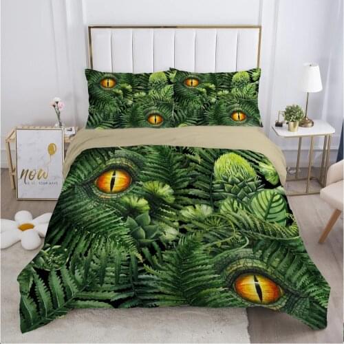 Cartoon dinosaur Childrens Bedding set for kids baby boy girls Duvet cover set pillow case Bed linens Quilt cover 140x200 green