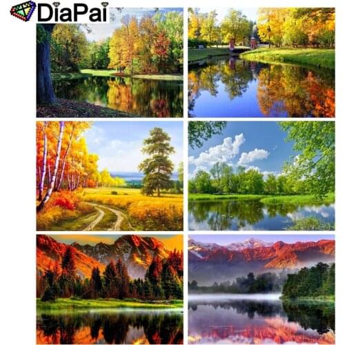 DIAPAI 5D DIY Diamond Painting 100% Full Square/Round Drill "Forest lake" 3D Embroidery Cross Stitch Home Decor