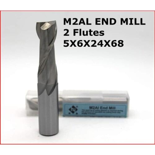 Router bit 5*6*24*68 of 2 Flutes HSS M2AL End Mill Diameter 5 mm CNC milling machine tools mills cutter