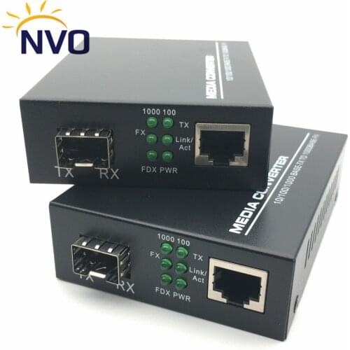 Gigabit Fiber Media Converter 10/100/1000Mbps SM Fibre SFP and RJ Port EU External Power Supply Complatible with Cisco Switch