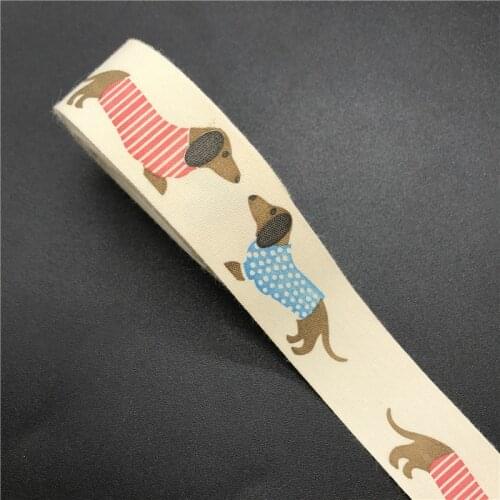 10mm 15mm 5Yards Cotton Ribbon Printed Dachshund Ribbon Handmade Design For Sewing Fabric Christmas Decoration