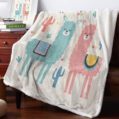 Art Animal Alpaca Cactus Geometric CuteNew Winter Warm Blanket Office Plush Blanket Bedspreads Quilt Drop Ship
