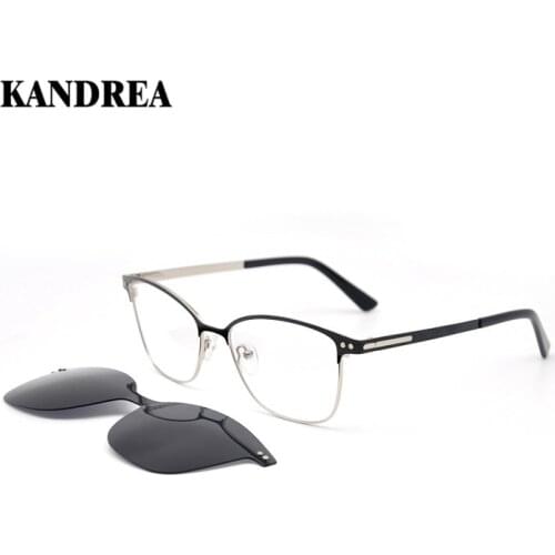 KANDREA 2021 Brand Design Magnetic Clip Sunglasses Men UV400 Driving Glasses Classic Vintage Metal Square Frame Women Eyewear
