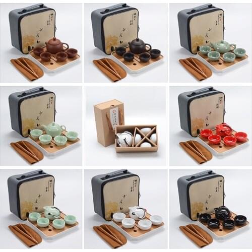 Chinese Kung Fu Tea Set Portable Teaware Set Ceramic Teapot Teaset Gaiwan Tea Cups Of Tea Ceremony Tea Pot Purple Gaiwan Gifts