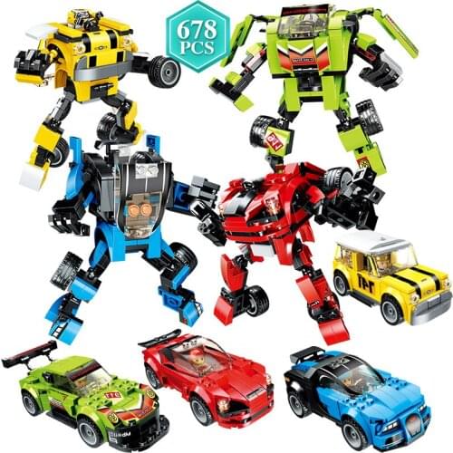 Technical Racing Warrior Change Mech Buliding Blocks Ideas 2 Modes Transform Car Bricks Toys for Kids Birthday Gifts