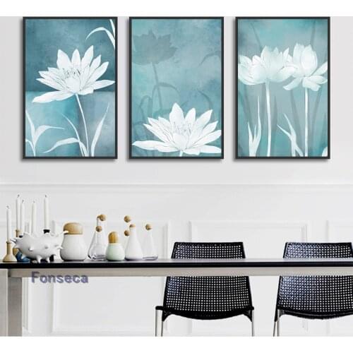 Beautiful White Lotus Poster Nordic Minimalist Style Canvas Painting HD Print Wall Art Modular Pictures for Bedroom Home Decor