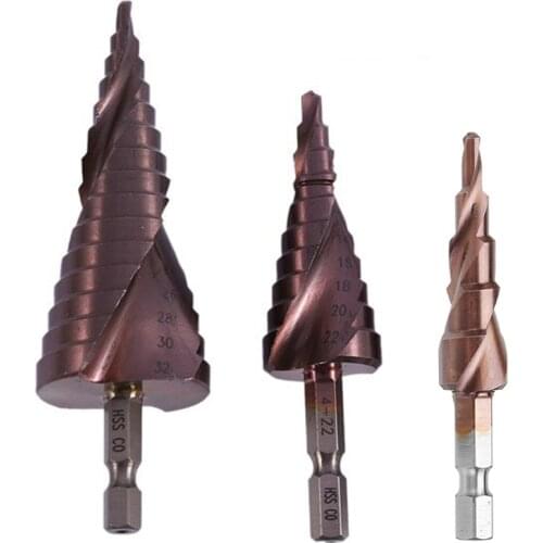 M35-HSSCO 4-12/4-20/4-32mm Hexagon Shank Spiral Flute Cobalt-Plated Drill Bit