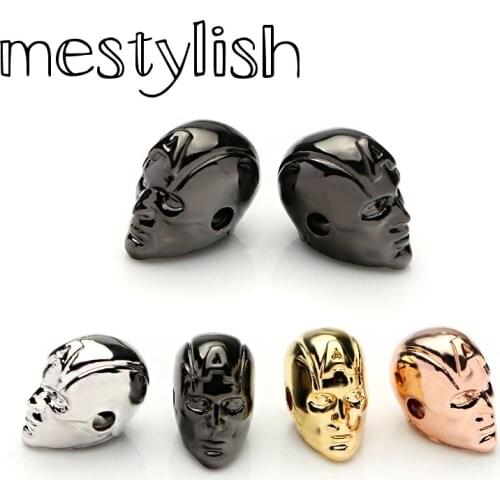 Mestylish 4pcs/Lot Captain America Spacer Beads Superhero DIY Charms Bead Skull Head Charms Bracelet Jewelry Accessories