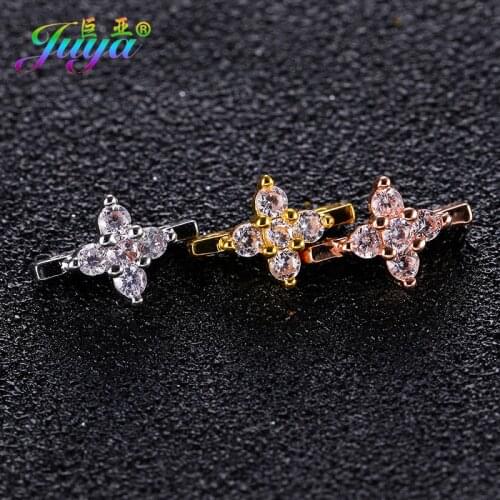 Juya DIY Beadwork Jewelry Findings Gold/Rose Gold 2 Hole Metal Spacer Bars Beads For Women Pearls Beading Jewelry Making