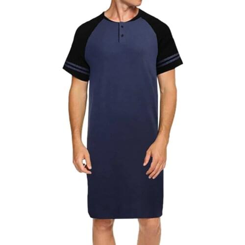 Men Sleepwear Cotton Nighty Cloth Sleep Soft Shirt Nightshirts Short Sleeve Shirt Lounge One Piece Adult Pajama pijama hombre g4