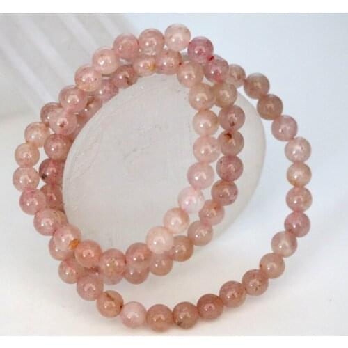 Natural strawberry pink sunstone jades 6mm round beads multilayer bracelets original design free shipping jewelry 18inch B2895