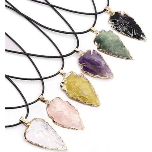 Natural quartz arrow pendant folk crafts crystal healing stone for gift