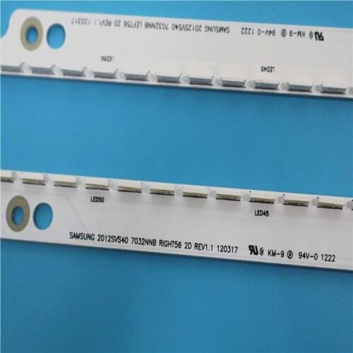 New 2 PCS/set 56LED 500mm LED Backlight strip For Samsung UA40ES6100J UE40ES5500 2012SVS40 7032NNB RIGHT56 LEFT56 2D panel