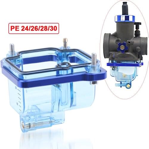 PE Motorcycle Carburetor Clear Bottom blue Transparent Float Bowl Fit For PE 24mm 26mm 28mm 30mm Carburetor visual oil pan