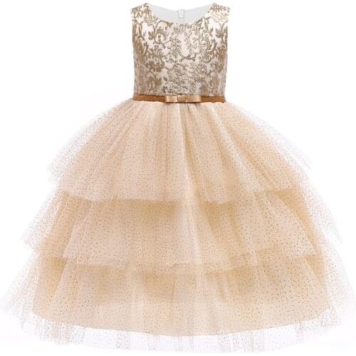 Girls dress lace bow cake gauze princess dress party dress fancy party dress childrens clothing wedding dress 2-10 years dress