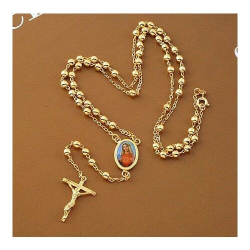 Loyal women Cool pendant yellow gold gf cross necklace bead chain 23.6" 12G Not satisfied, 7 days no reason to refund