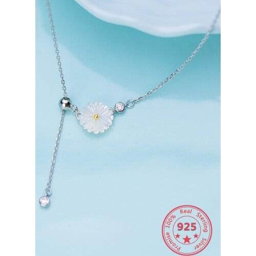 Japanese And Korean Style New Design 925 Sterling Silver Simple Fashion Necklace Small Daisy Round Beads Delicate Neck Jewelry