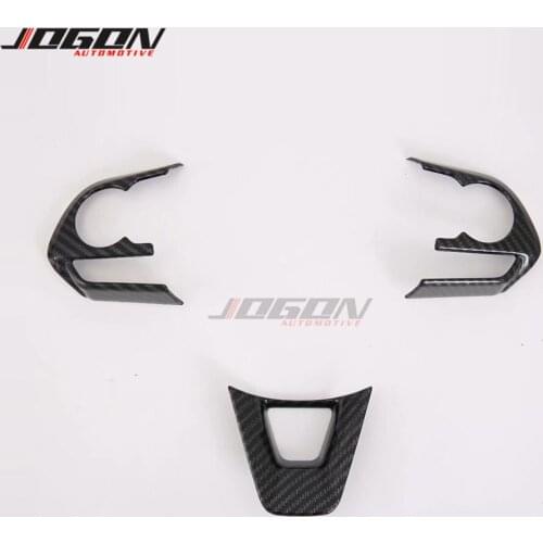 Car Interior Steering Wheel Button Frame Molding Protective Cover Trim For Toyota Corolla Cross XG10 2020 2021 Carbon Fiber Look