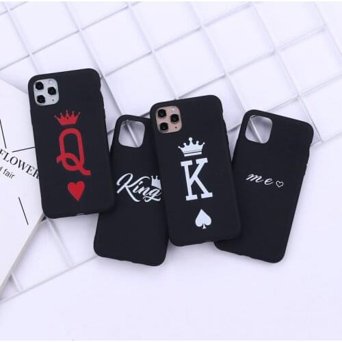 King Queen Classy Poker Lover Phone Cover For iPhone 11 Pro Max X XS XR Max 7 8 7Plus 8Plus 12 SE Soft Silicone Candy Case